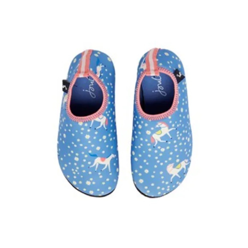 Side 3 Youth Joules Kids Water Shoes in Blue with Unicorn Print